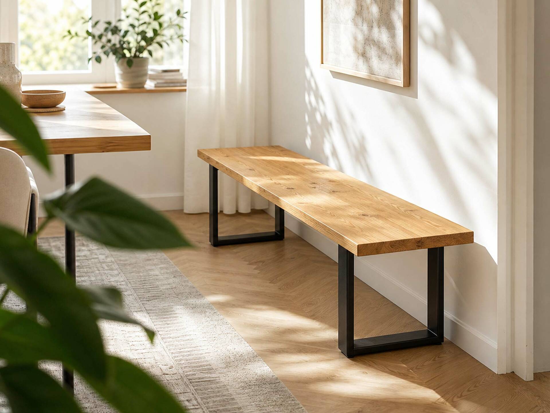 CURBY Sitzbank, rustikale Altholzoptik, Material Massivholz, Fichte gebürstet 140 cm | natur | ohne Rückenlehne | ohne Sitzkissen