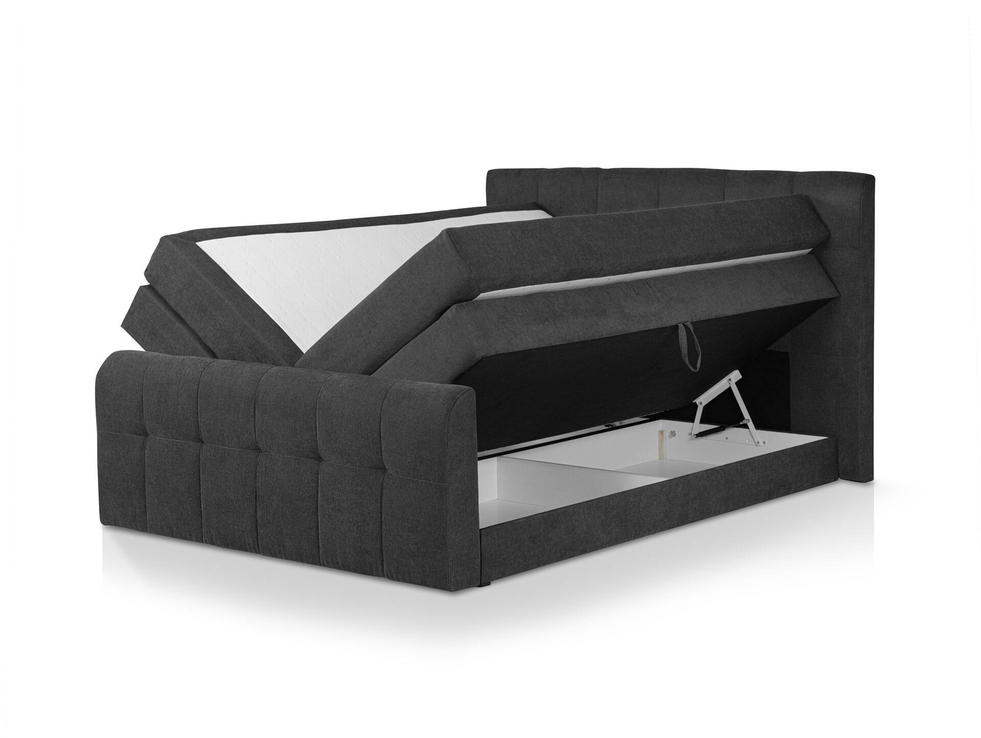 ARTEMIS NEW Boxspringbett, Material Stoff 160 x 200 cm | Anthrazit | Härtegrad 2
