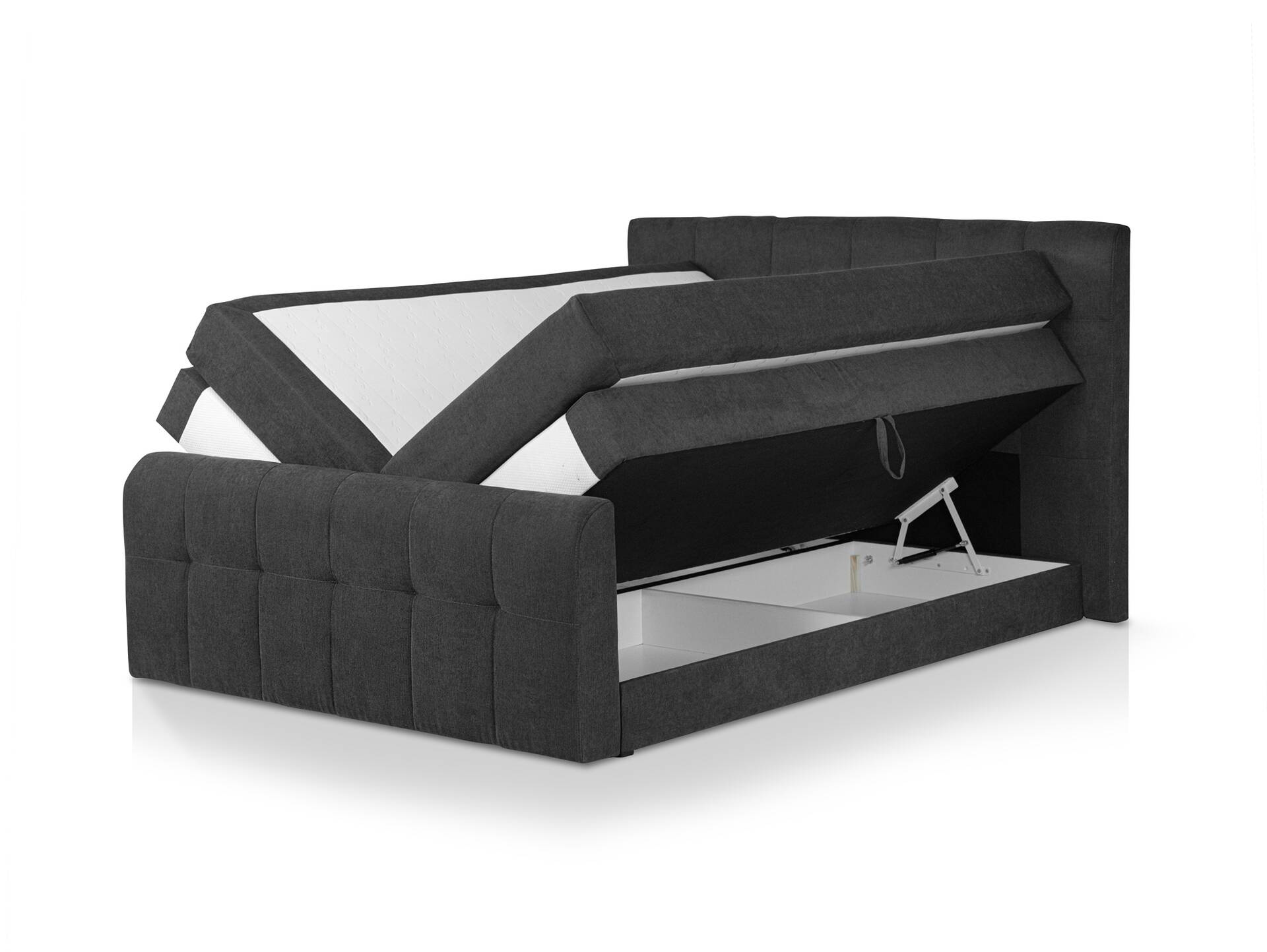 ARTEMIS NEW Boxspringbett, Material Stoff 160 x 200 cm | Anthrazit | Härtegrad 2