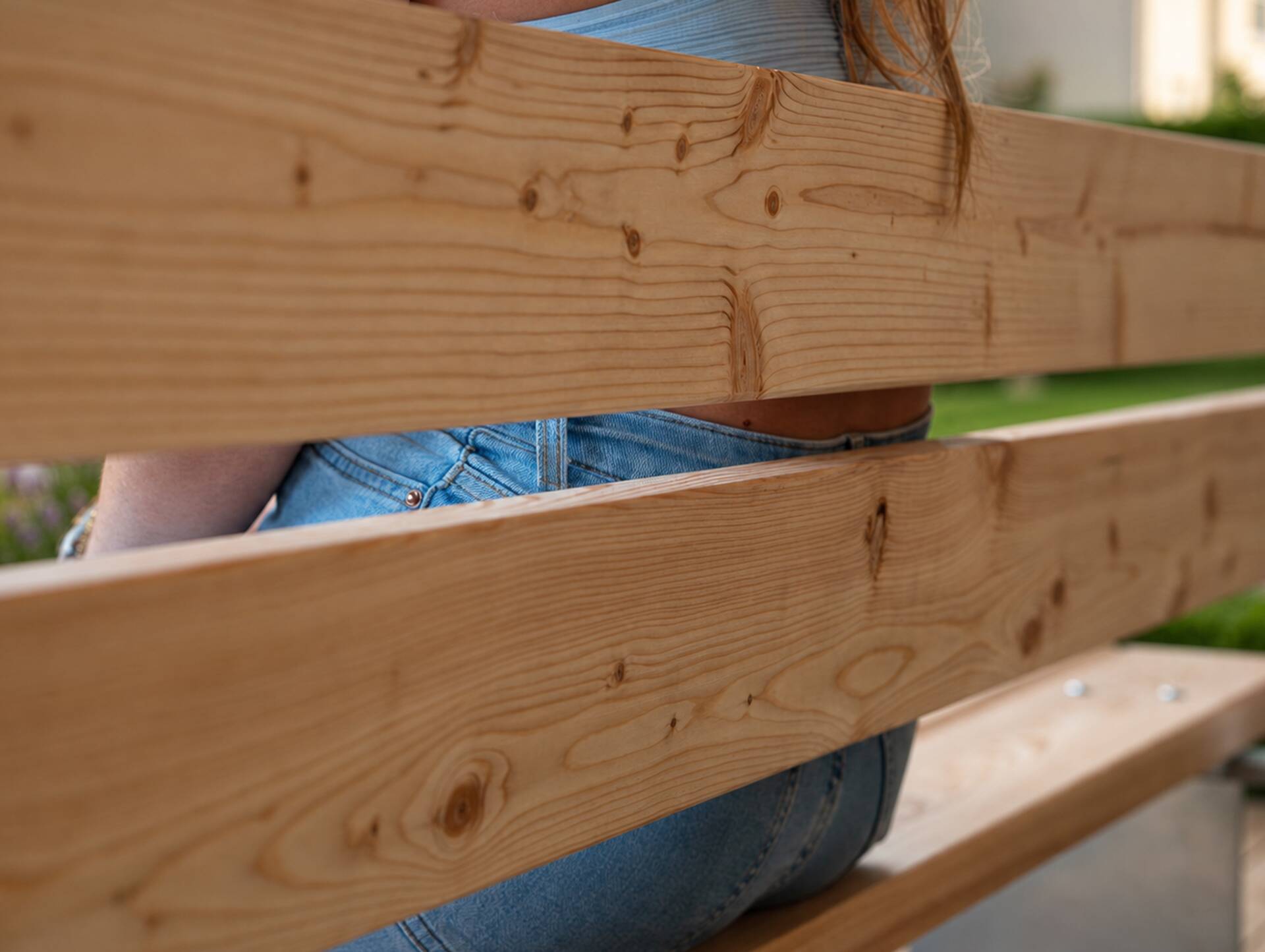 GAVINO Gartenbank mit Lehne, Material Massivholz/Edelstahl 150 cm