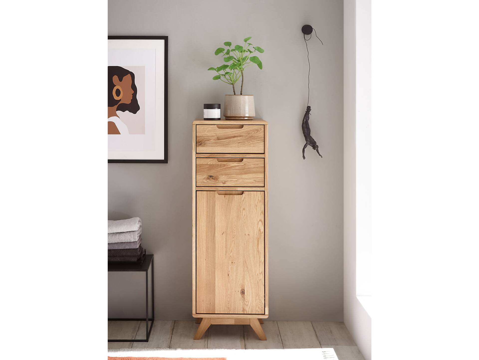 LEONARD Midi-Schrank I, Material Massivholz, Wildeiche geölt 
