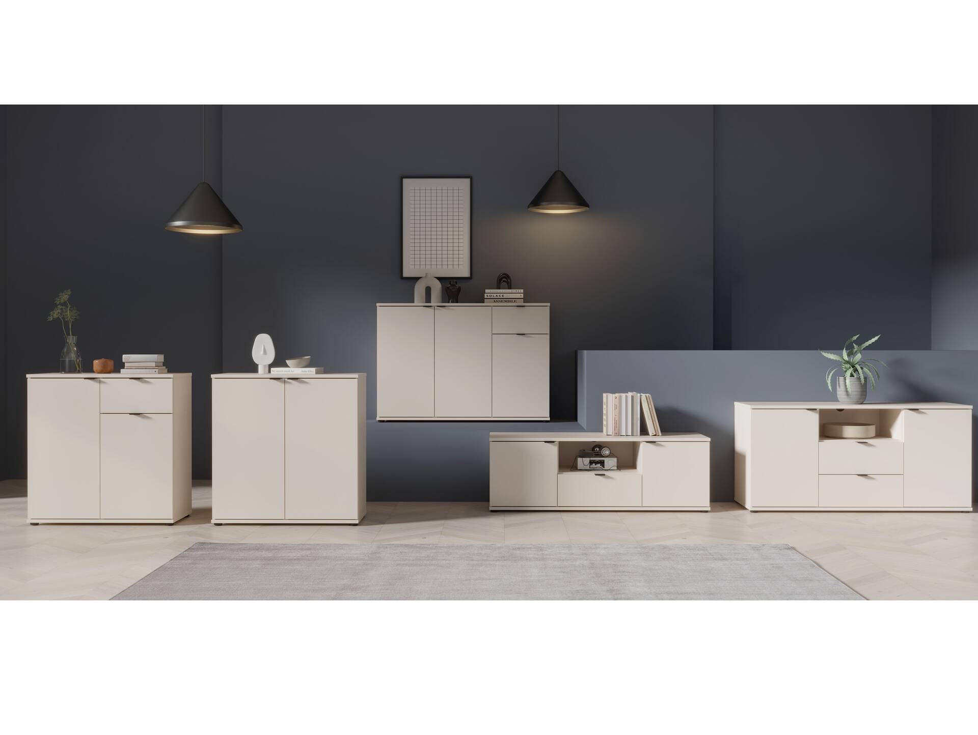 GINNY TV-Board, Material Spanplatte Hellgrau