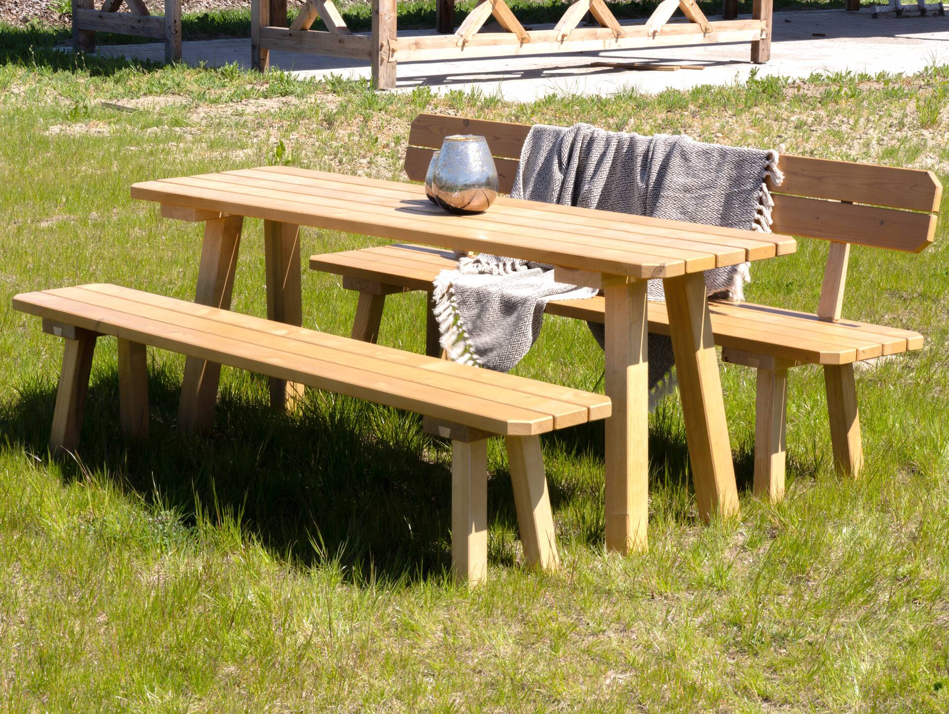 EIBSEE Gartentisch, Material Massivholz, Thermo-Fichte lasiert 180 x 60 cm