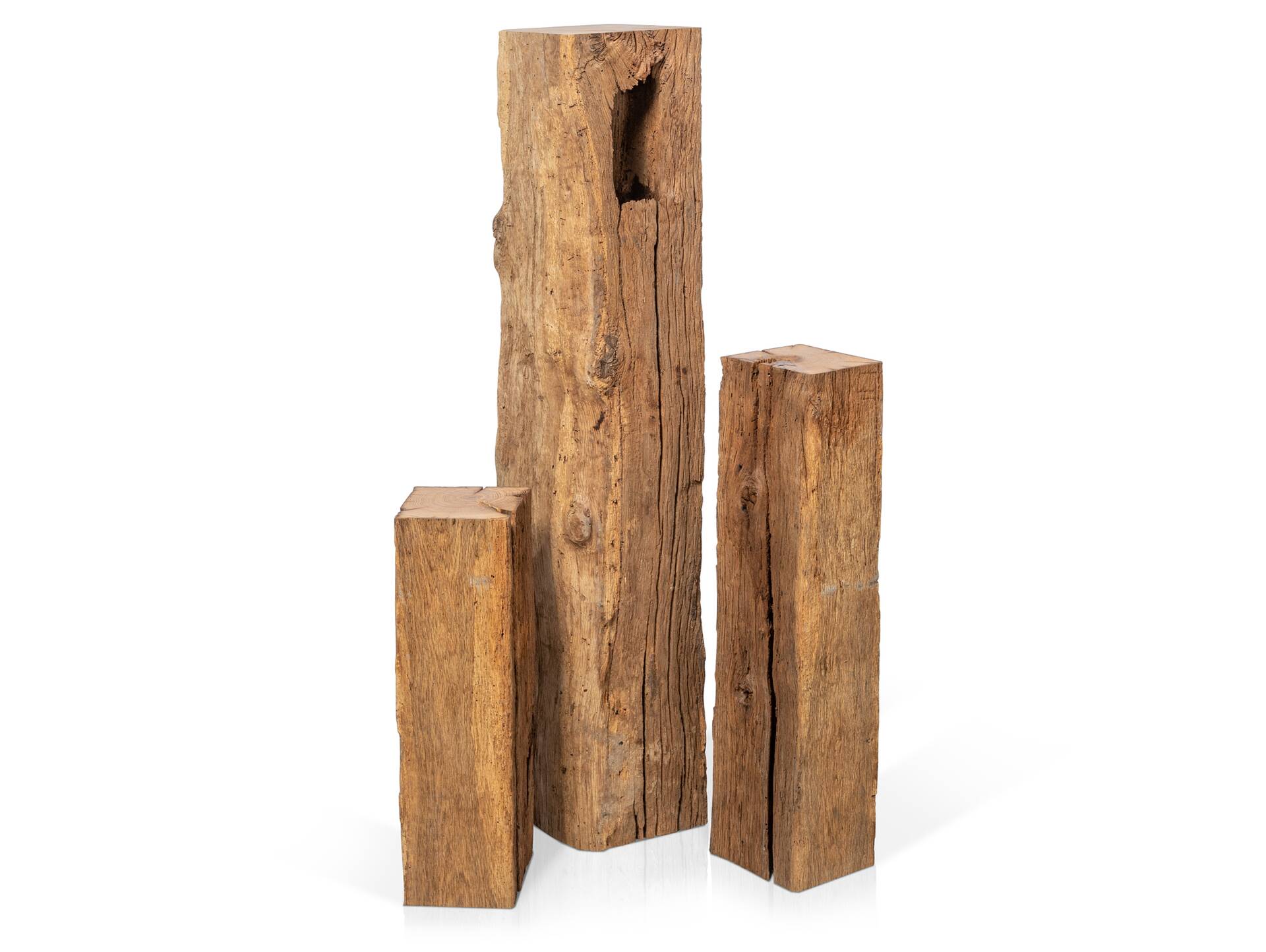 Blumensäule / Dekosäule, Material Massivholz, Eiche-Altholz 11 - 15 cm | 100 cm