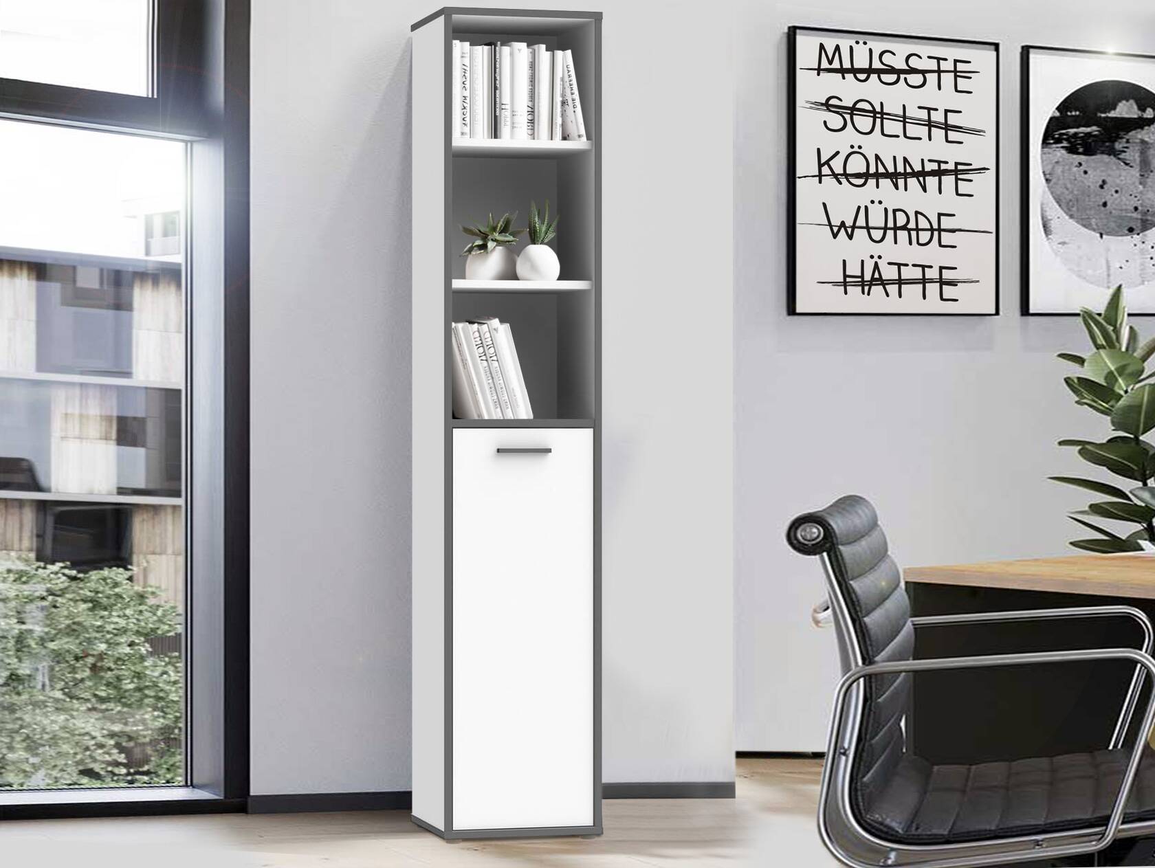 KALINA Büroregal VI, Material Dekorspanplatte, weiss/grau 