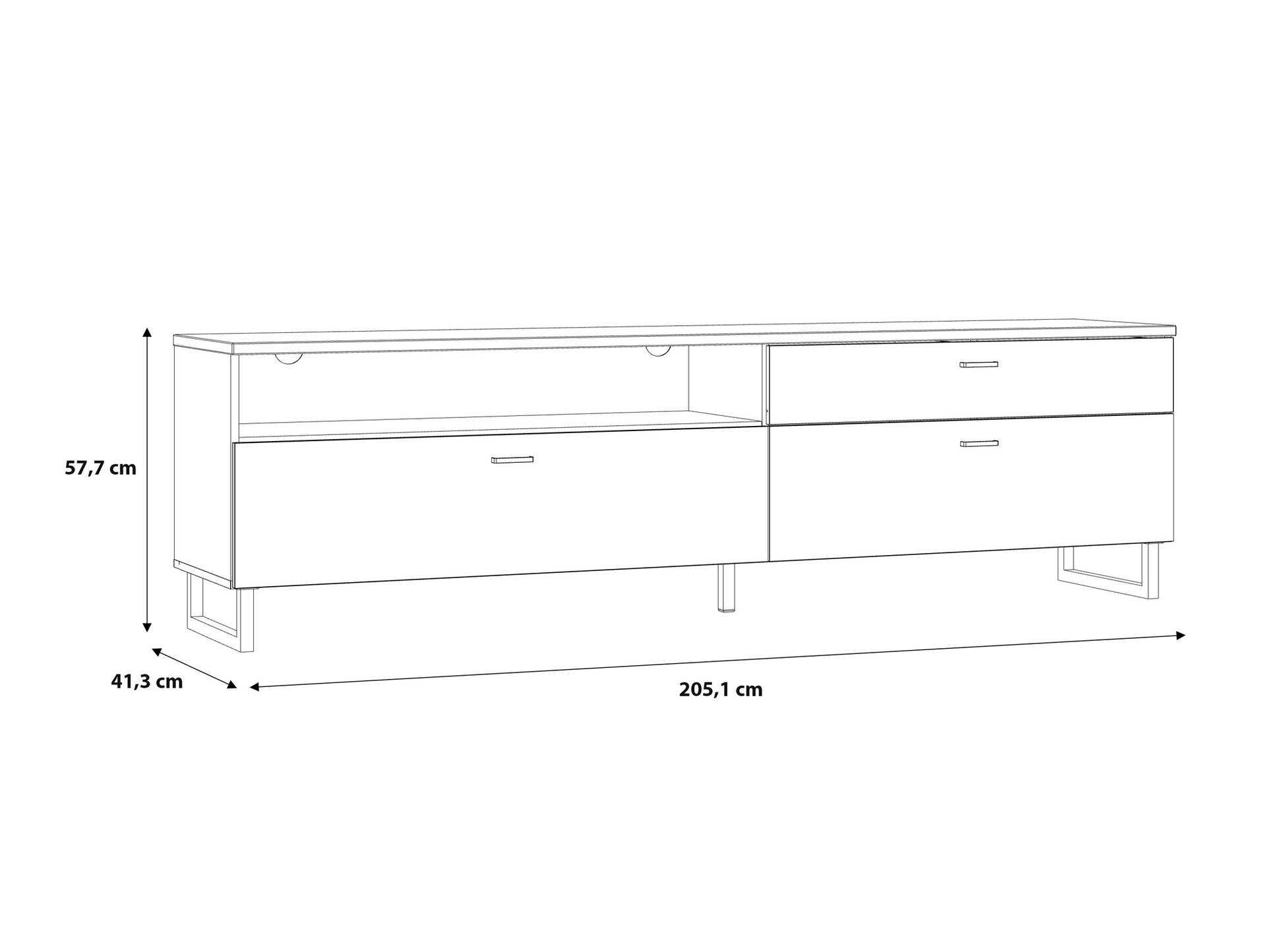 LORDANA TV-Element I, Material Spanplatte, Artisan Eiche Nachbildung/grau 