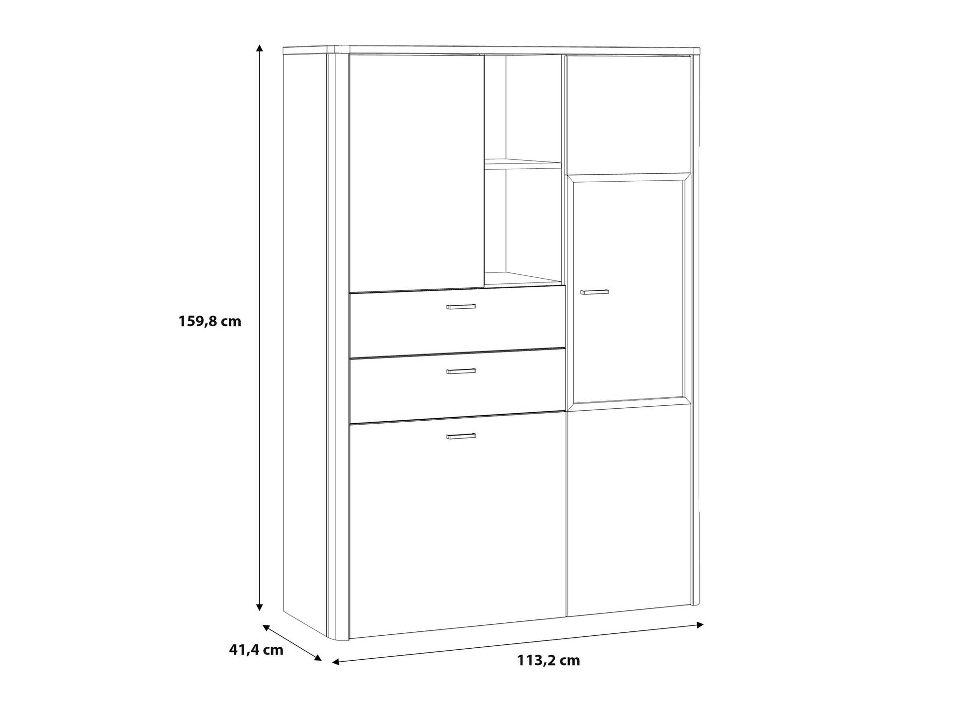 LORDANA Highboard, Material Spanplatte, Artisan Eiche Nachbildung/grau 