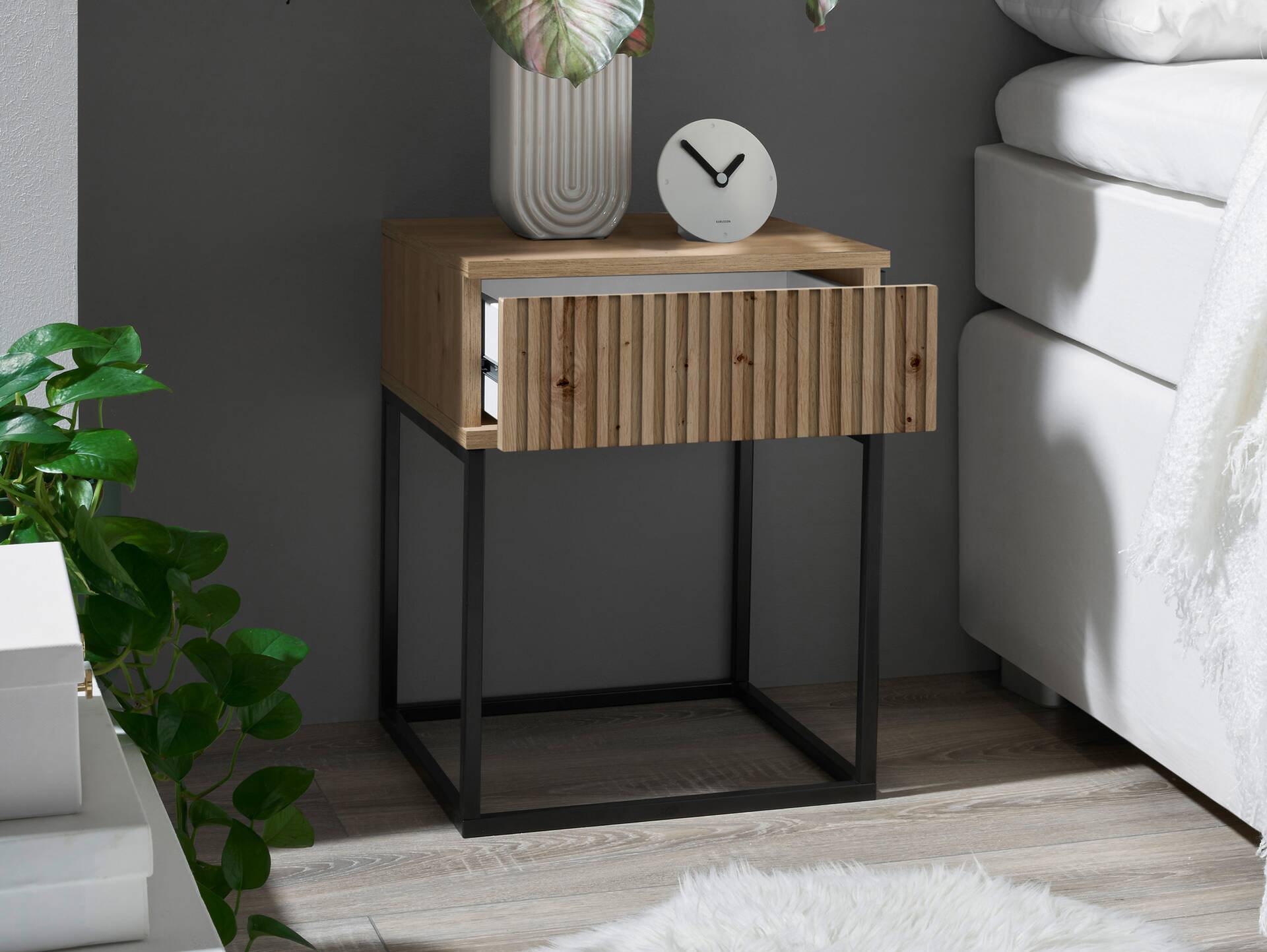MAYLA Nachtkommode, Material Dekorspanplatte, Artisan Eiche Nachbildung 1 Schubkasten