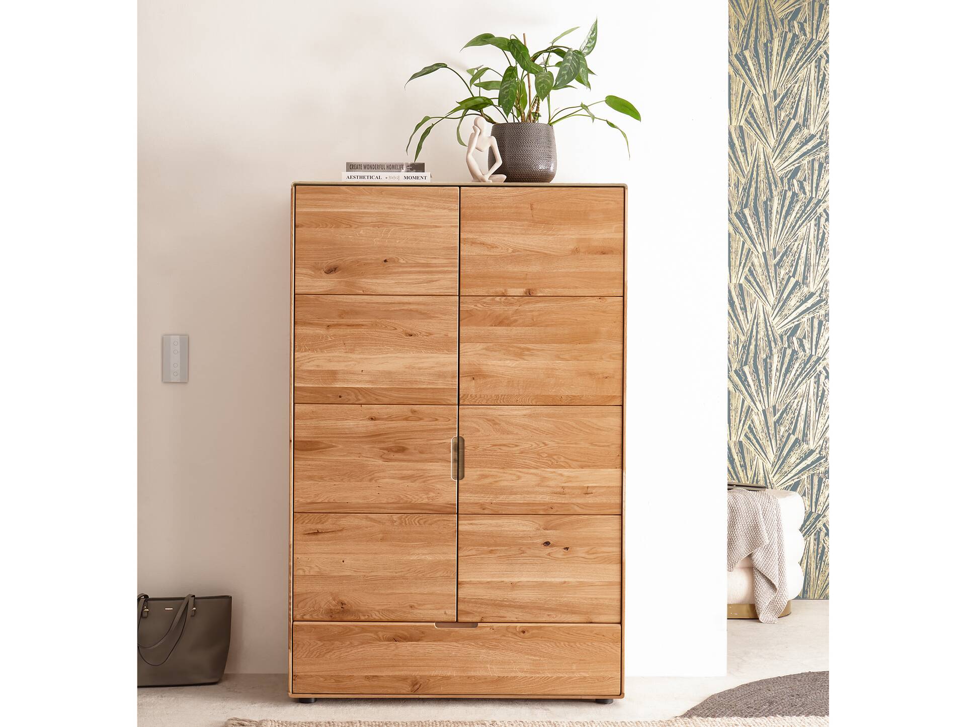 ANDINO Highboard/Wäscheschrank, Material Massivholz, Wildeiche geölt 