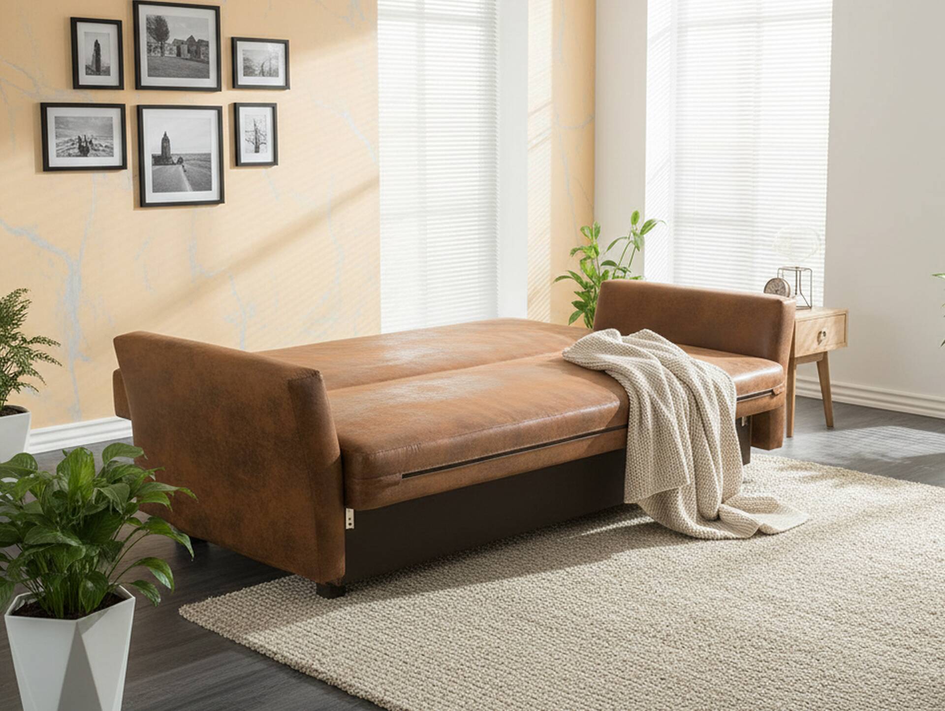 WALLI Schlafsofa inklusive Kissen Bezug Gobi braun 