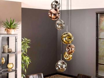 AMORA Pendelleuchte, 7-flammig, gestuft, Material Metall, Glas