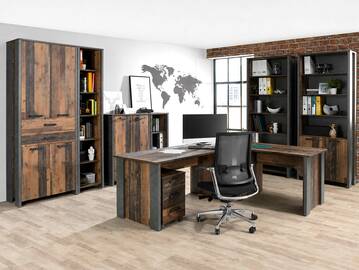 CASSIA Komplettbüro, Material Dekorspanplatte, Old Wood Vintage/betonfarbig