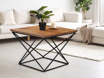 GRAZ Couchtisch, Material Massivholz/Metall, Iron Base/Akazie