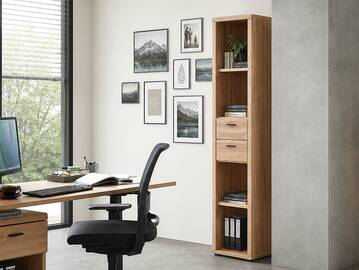 SAN MARINO Büroregal II, Material Teilmassiv, Altesche gebürstet / Artisan eichefarbig