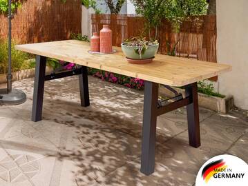 TEGERNSEE Gartentisch - klappbar, rustikale Altholzoptik, Material Massivholz/Metall, Thermo-Fichte