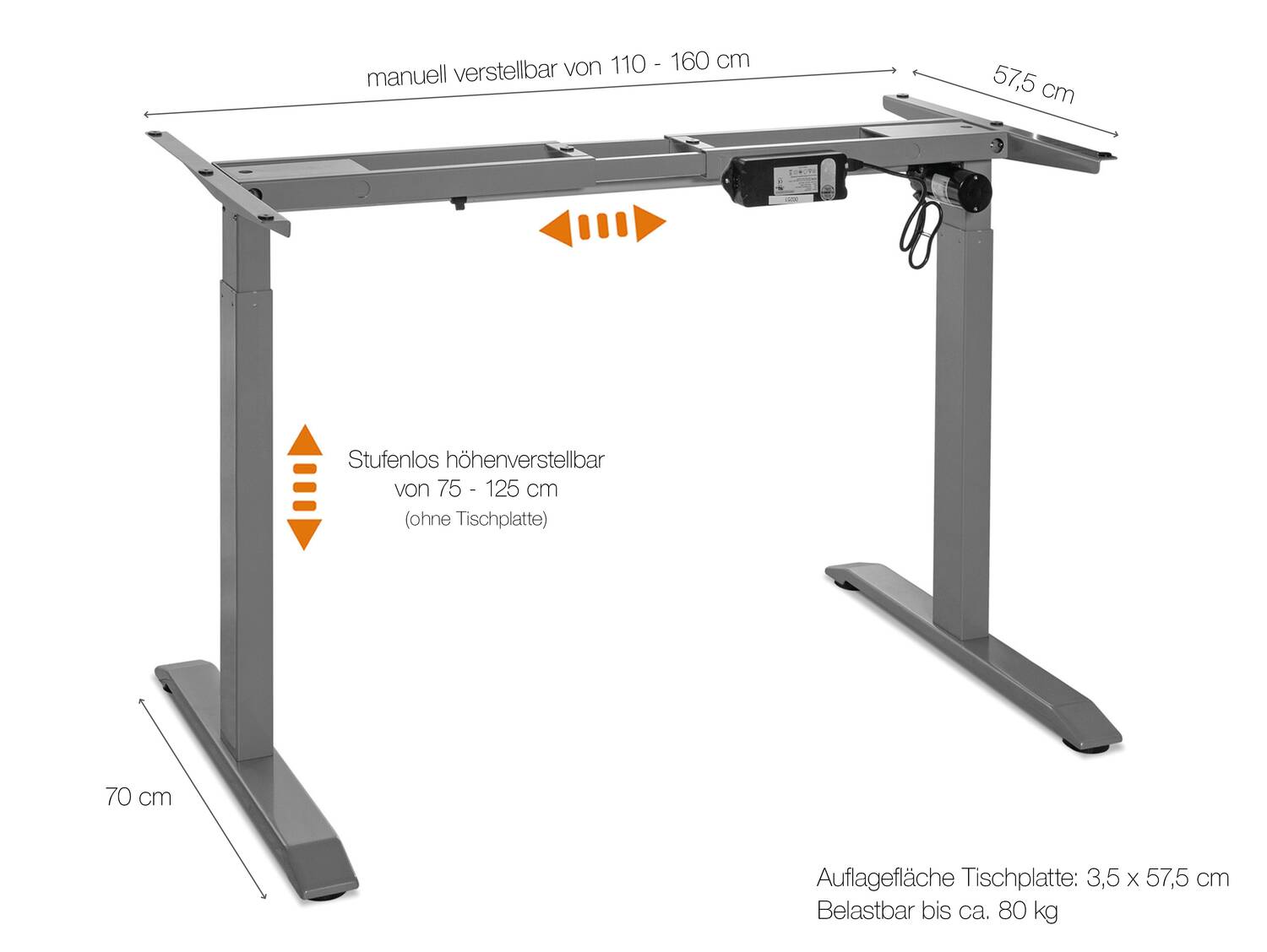 PRONTO elektrisch höhenverstellbares Tischgestell mit Memory-Funktion 