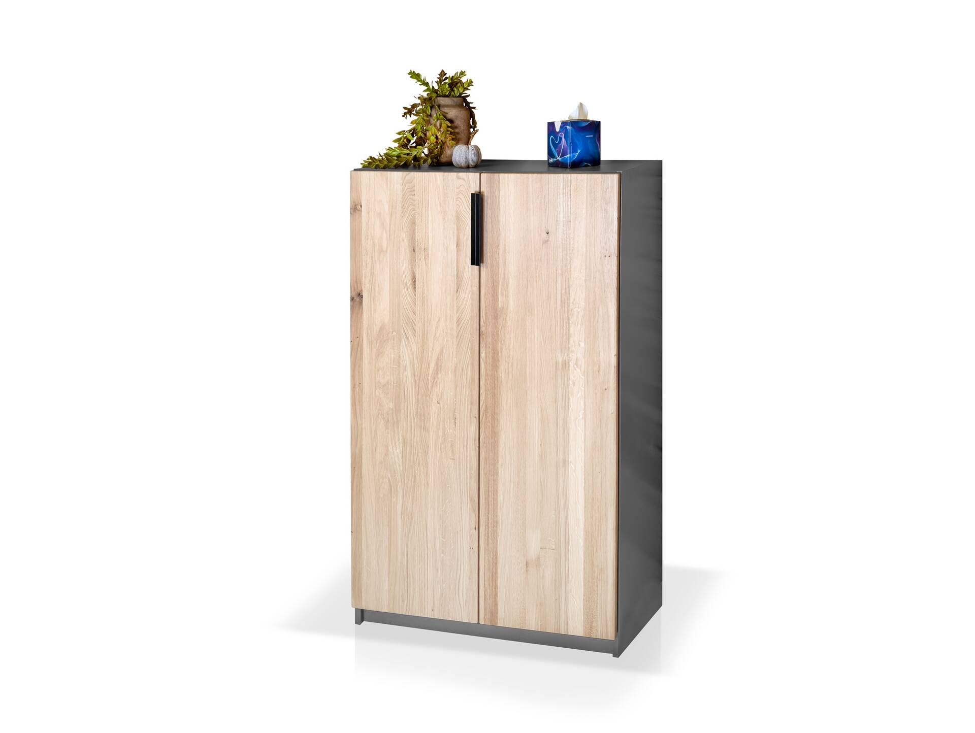 OFFICE OAK Komplettbüro II, Material teilmassiv, Eiche/graphitfarbig 