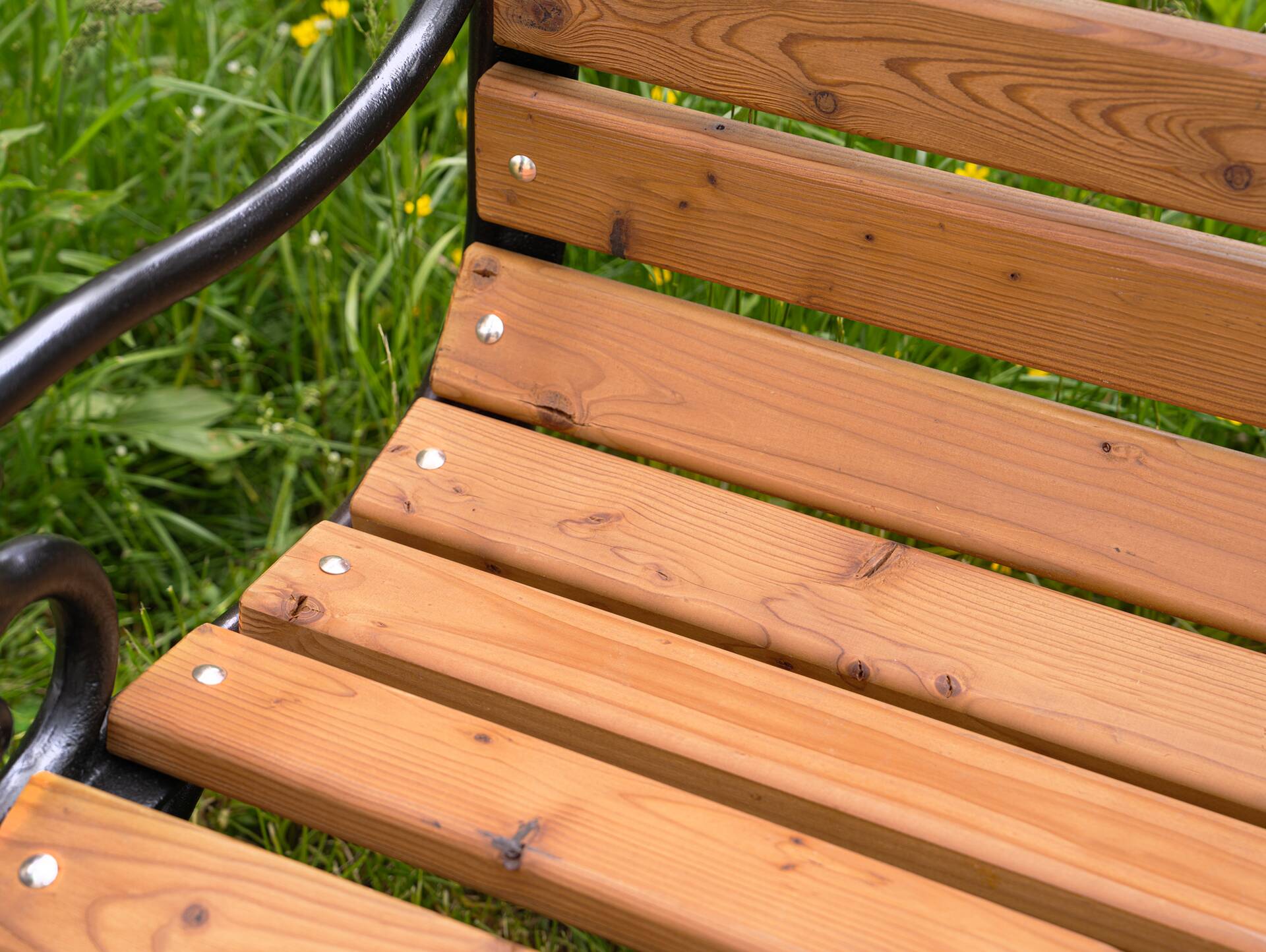 GODENA Gartenbank, Material Massivholz Lärche, Metallgestell schwarz 150 cm