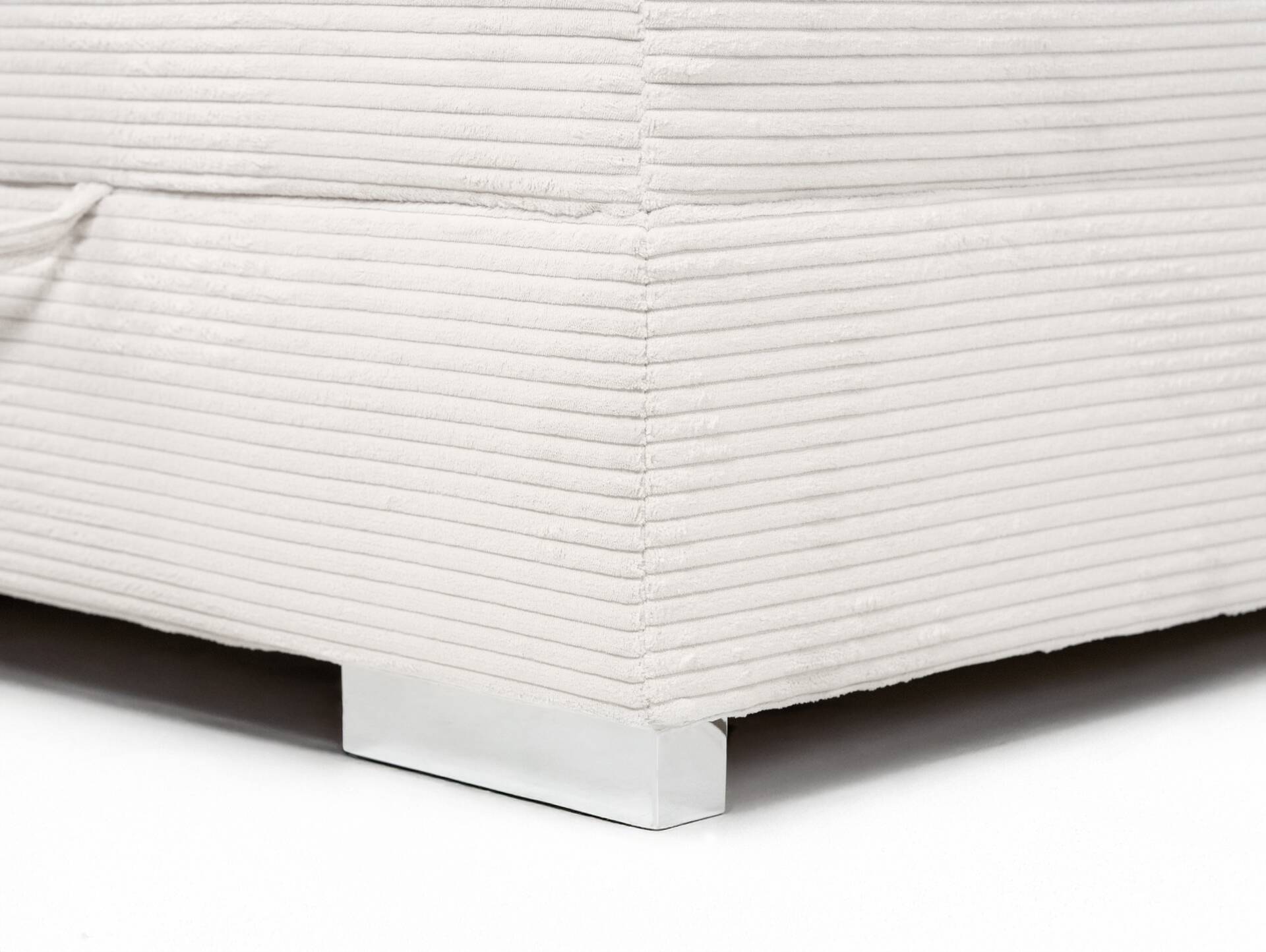 VANILLA Boxspringbett mit Bettkasten und inkl. Toppermatratze, Härtegrad 2/3, Bezug Cordstoff, Cremefarbig 180 x 200 cm