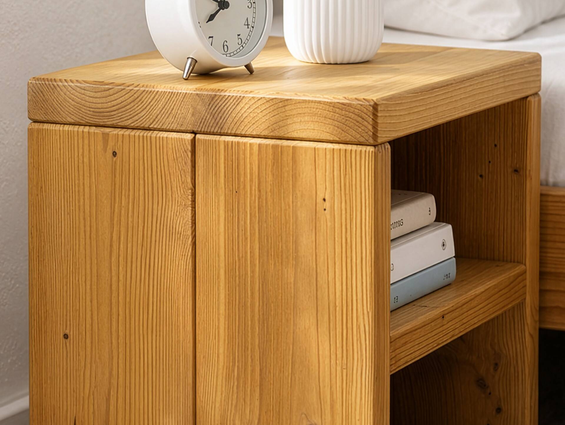 CURBY Nachtkommode, rustikale Altholzoptik, Material Massivholz, Fichte natur
