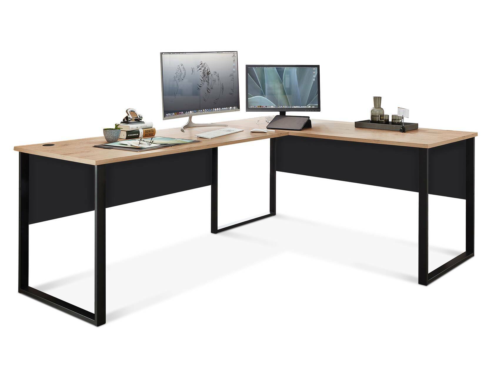 MAILAND Komplettbüro, Material Dekorspanplatte Artisan Eichefarbig / Graphit