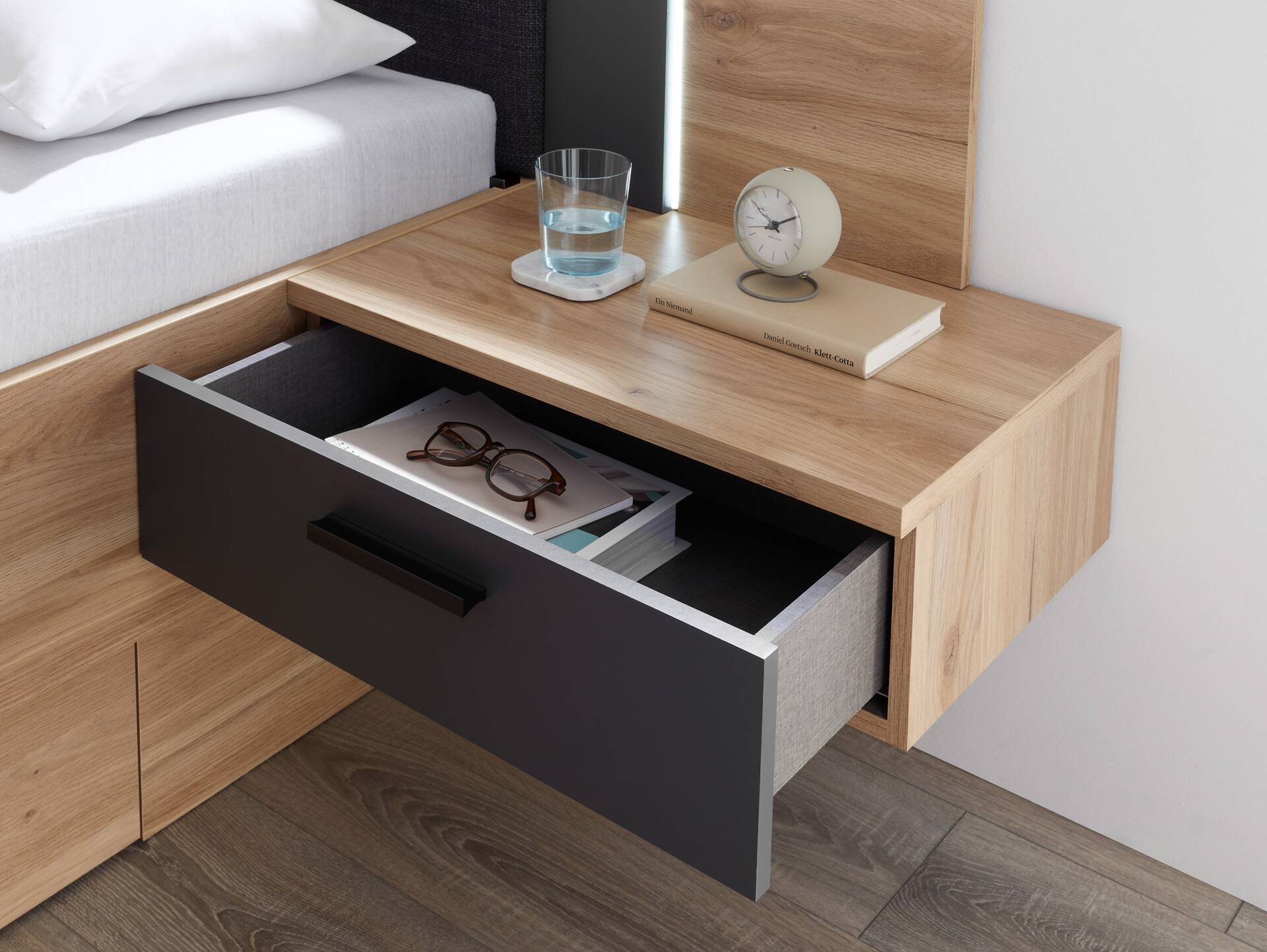 AUCKLAND Bettanlage 180x200 cm Maruvella Oak/Graphit 