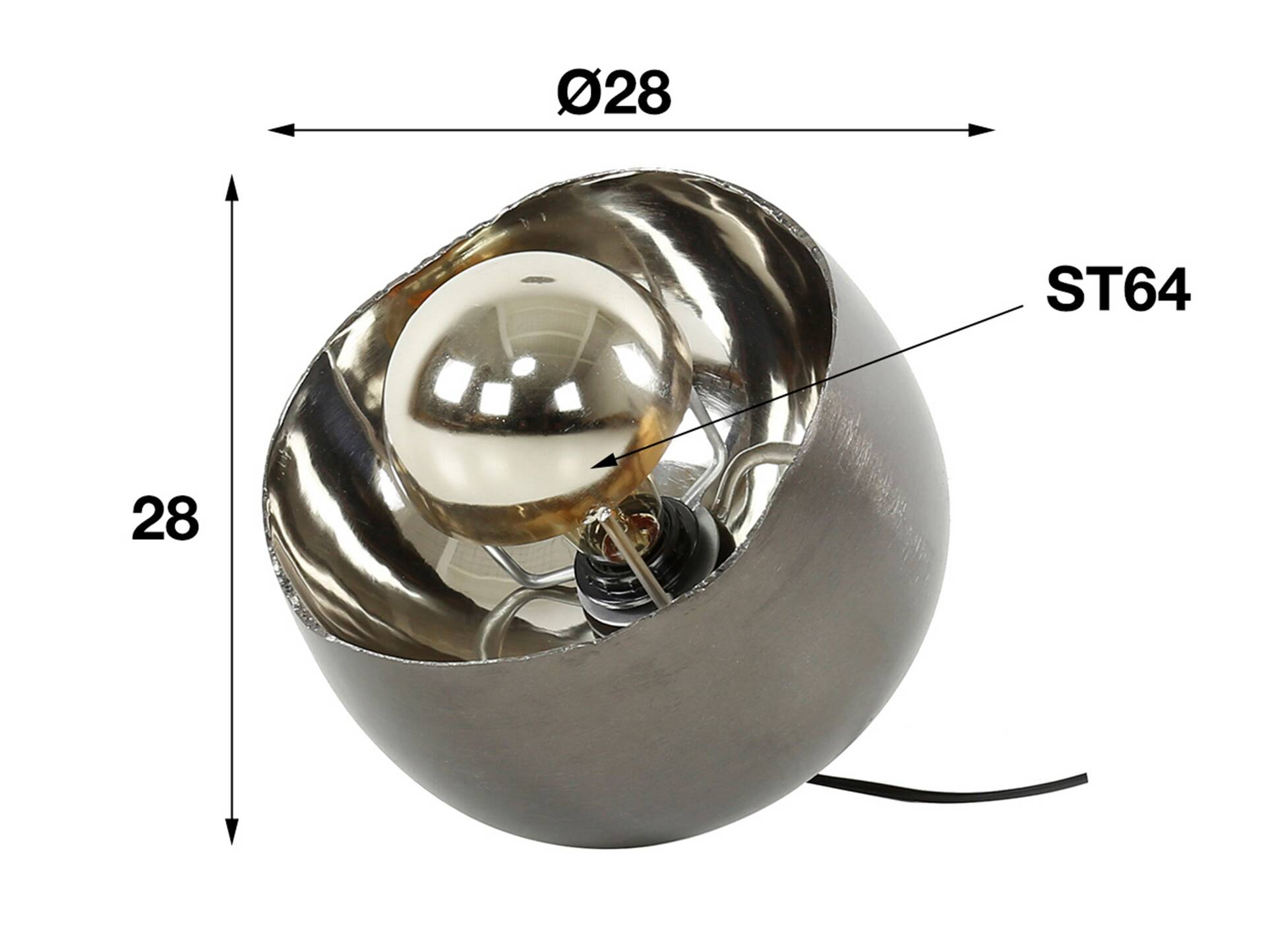 ALBORA Tischlampe, Material Metall, Grau 28 cm