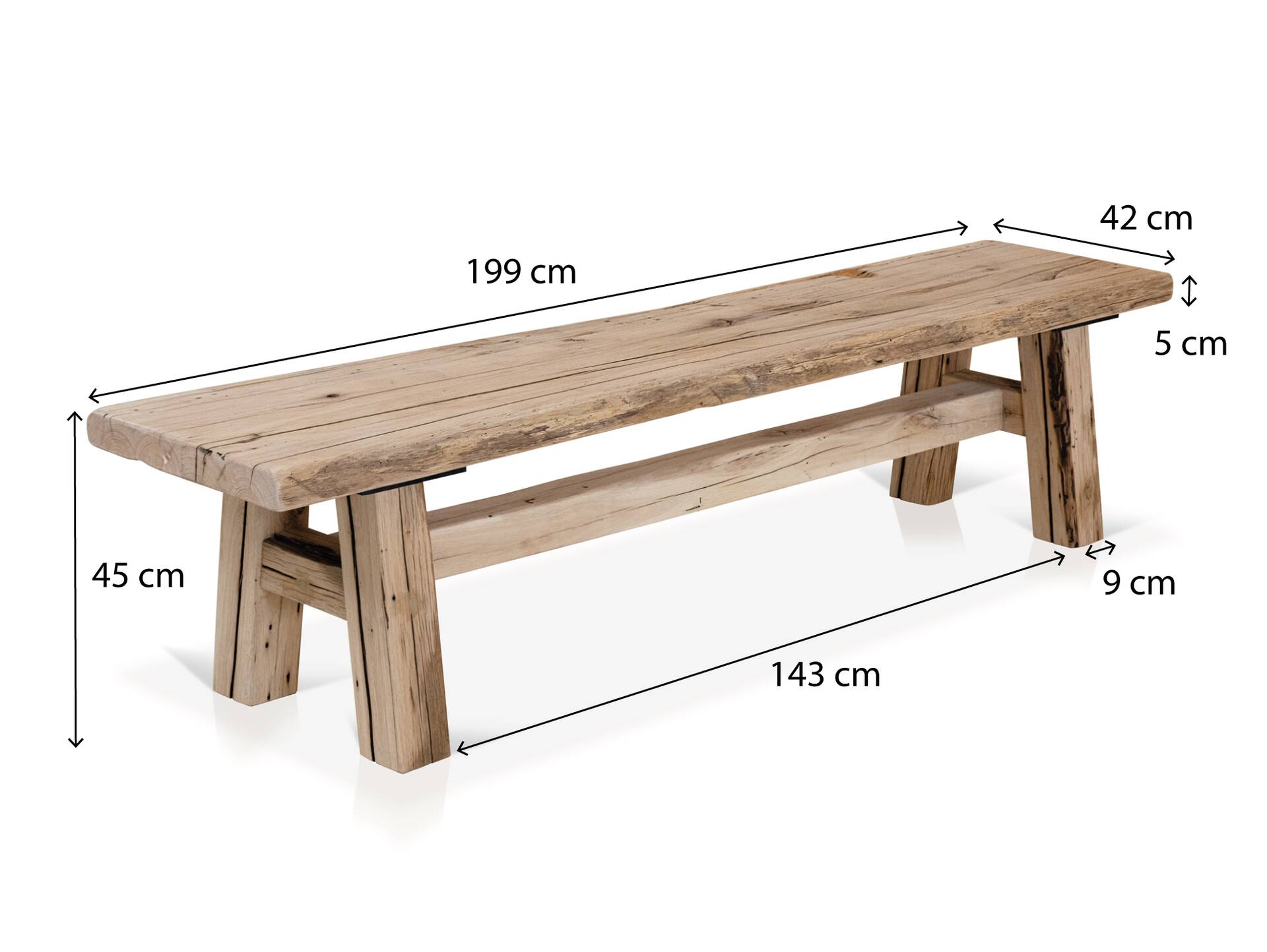 RITTERTAFEL Sitzbank, Material Massivholz, 200 cm Altholz natur 