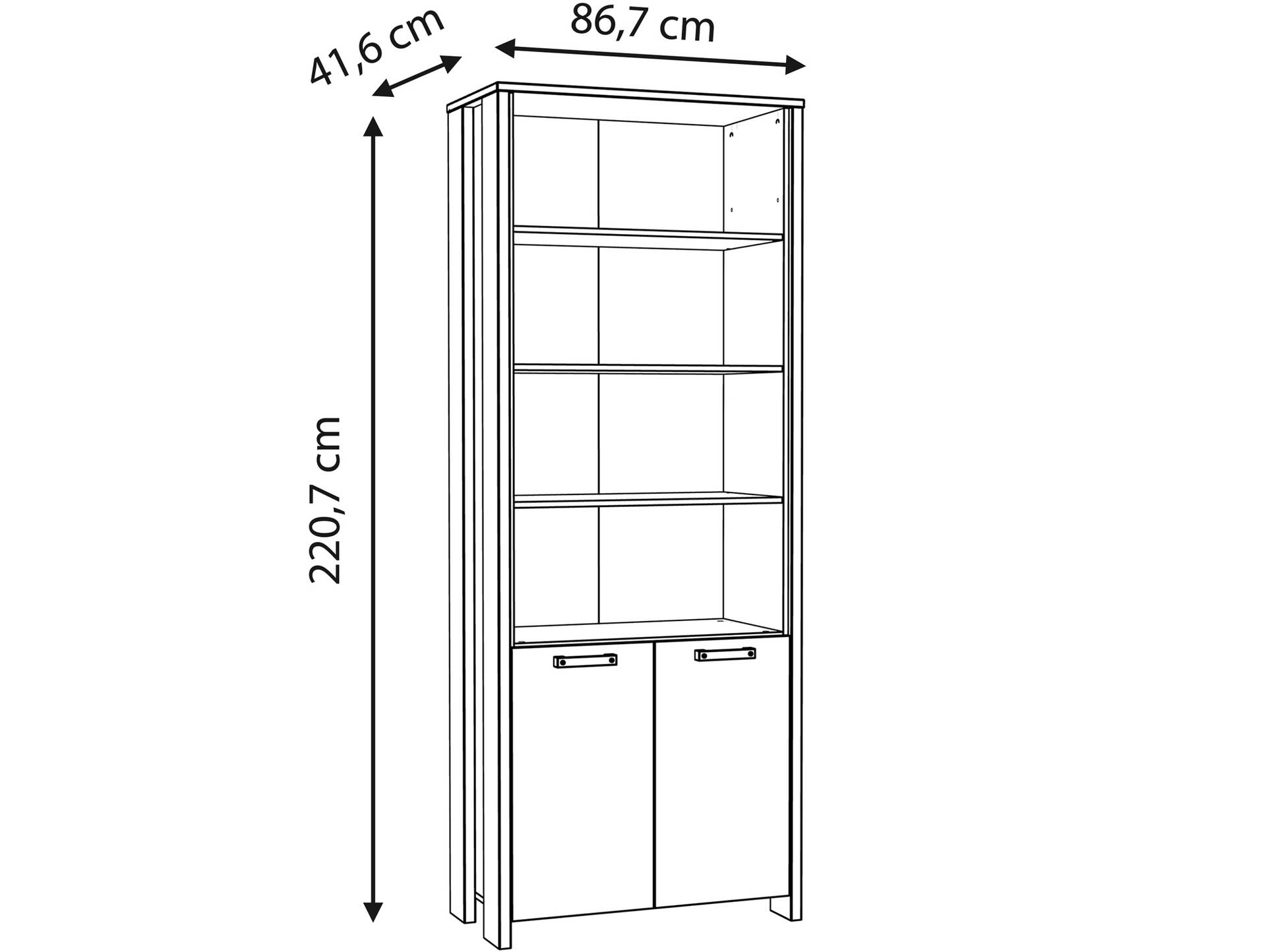 CASSIA Büroschrank 2 Türen, Material Dekorspanplatte, Old Wood Vintage/betonfarbig 