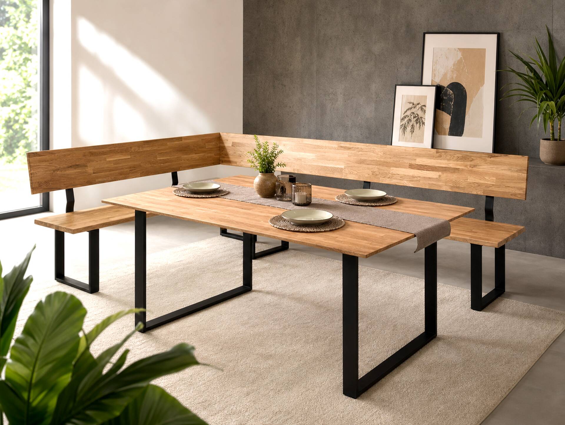 CORATO Esstisch nach Maß, Material Massivholz/Metall, U-Fuß 