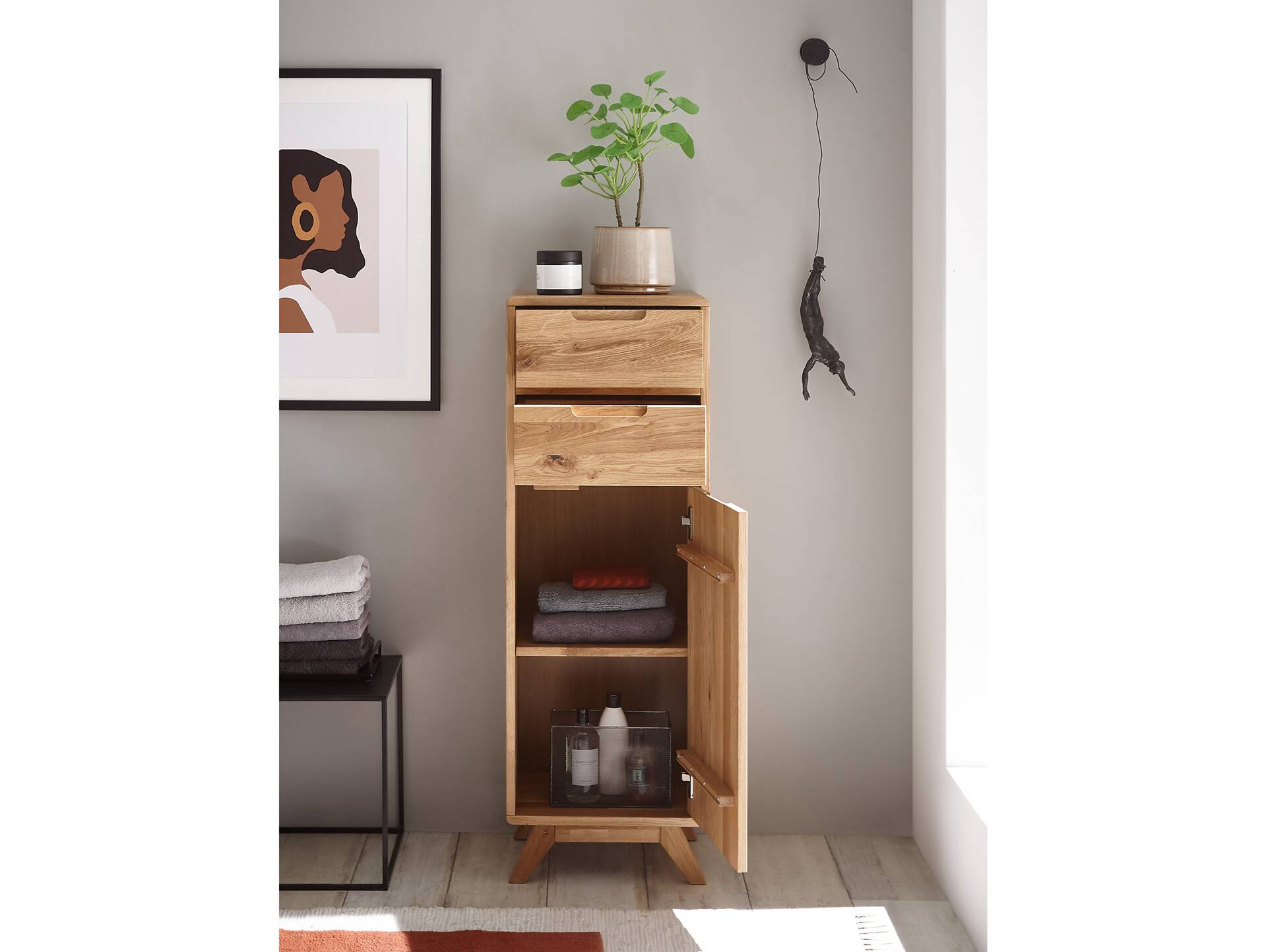 LEONARD Midi-Schrank I, Material Massivholz, Wildeiche geölt 