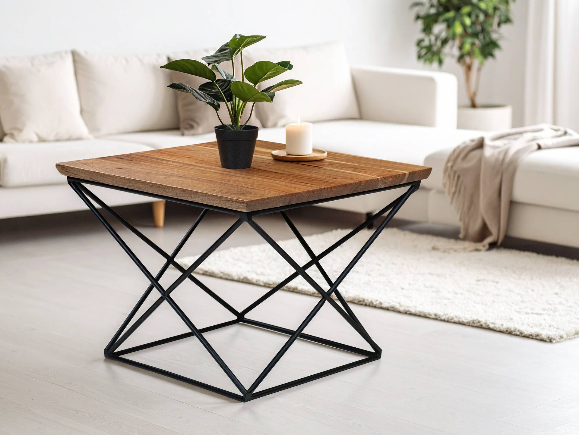 GRAZ Couchtisch, Material Massivholz/Metall, Iron Base/Akazie 