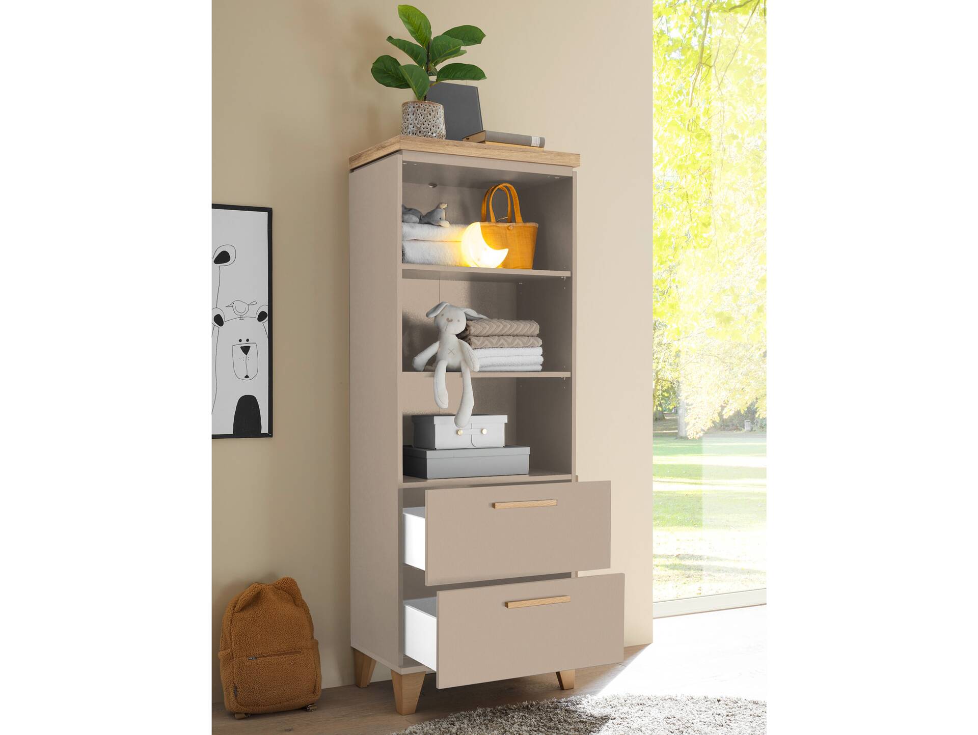 LENI Komplett-Babyzimmer, Material Spanplatte, Kaschmir/Eichefarbig 