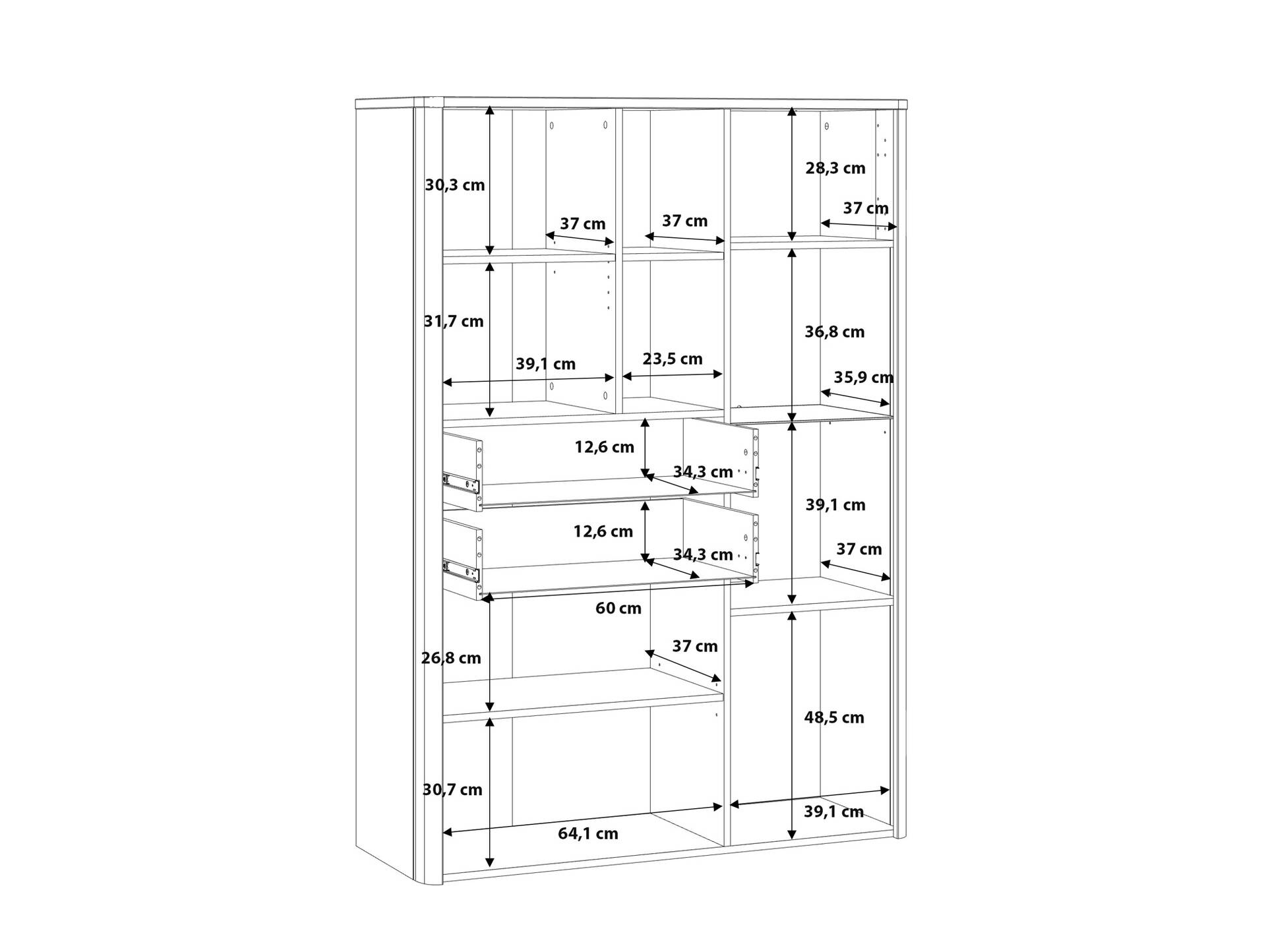 LORDANA Highboard, Material Spanplatte, Artisan Eiche Nachbildung/grau 