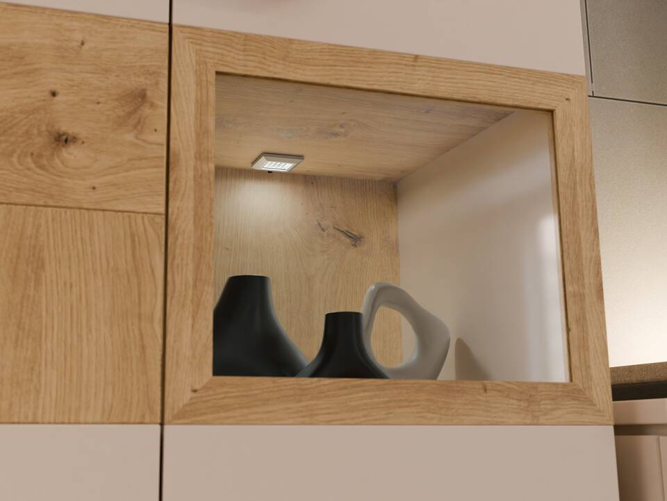 LEANDRO Vitrine, Material Spanplatte, Dekor Sand/Artisan Eichefarbig 