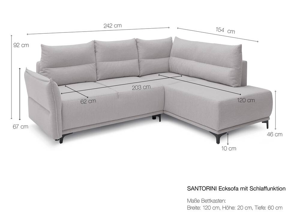 SANTORINI Ecksofa mit Schlaffunktion, Stoffbezug 