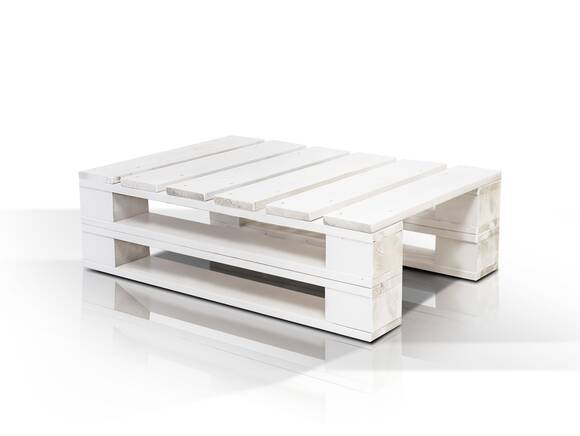 PALETTI DUO Couchtisch I aus Paletten 60x90 cm weiss lackiert