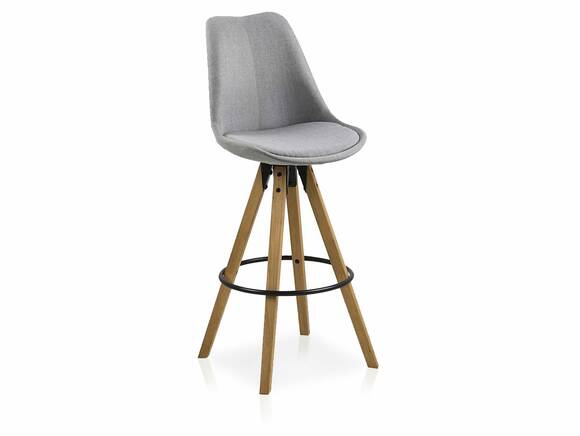 DALLAS Barhocker, Material Kunststoff/Massivholz, Gestell eichefarbig
