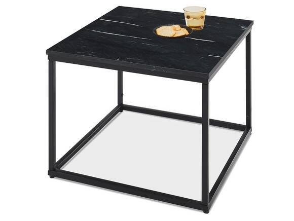 SAMON Couchtisch, Material Metall schwarz/ Marmorplatte schwarz