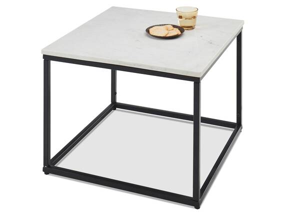 SAMON Couchtisch, Material Metall schwarz/ Marmorplatte weiß