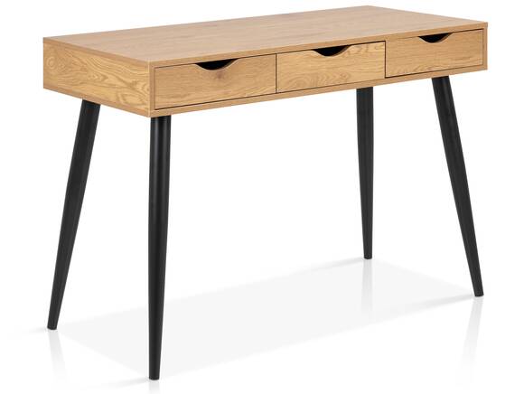 NERY Schreibtisch, Material Spanplatte, Wildeiche Dekor, schwarz