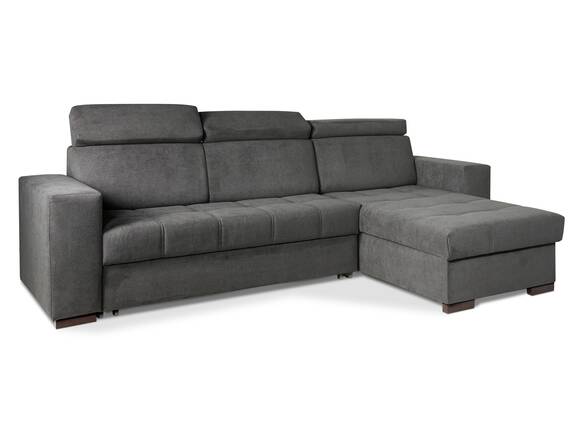 GAJA Ecksofa mit Schlaffunktion und Bettkasten, Stoffbezug dunkelgrau