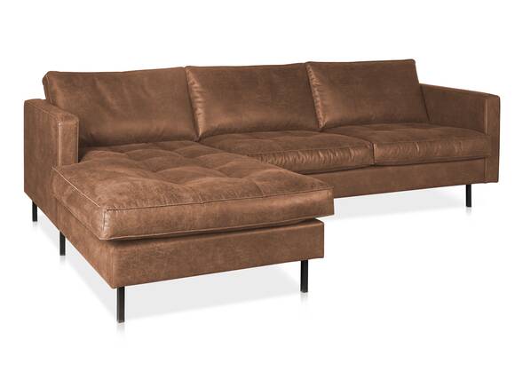 OHIO Ecksofa, Bezug Kunstleder, Füße Metall schwarz