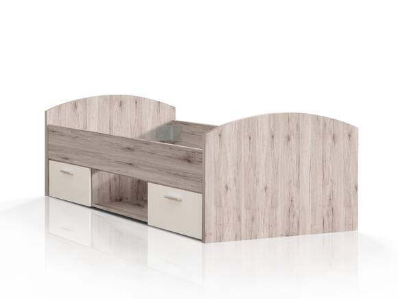WALDY Jugendbett, Material Dekorspanplatte, sandeichefarbig/weiss