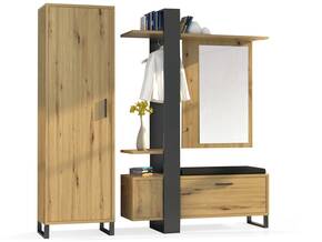 MANATI Garderobenkombi, Material Dekorspanplatte, Artisan eichefarbig/schwarz
