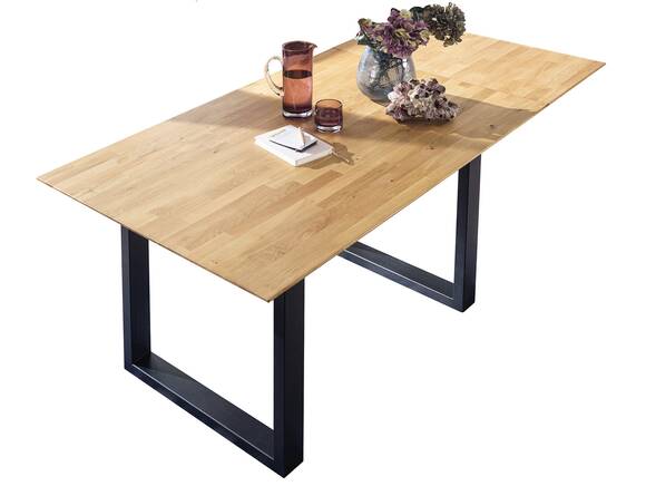 SONERO Esstisch / Ausziehtisch mit Kufenbeinen, Material Massivholz