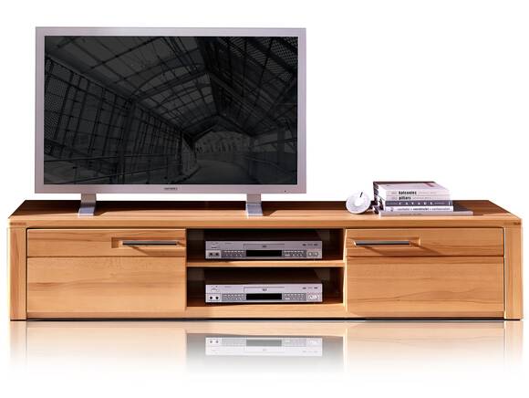 NESTOR PLUS TV-Unterteil 2 Schubkästen+2 Fächer, Material Teilmassiv, Kernbuche lackiert
