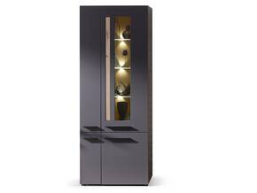 LAMBADA Vitrine, Material MDF, graphitfarbig/eichefarbig