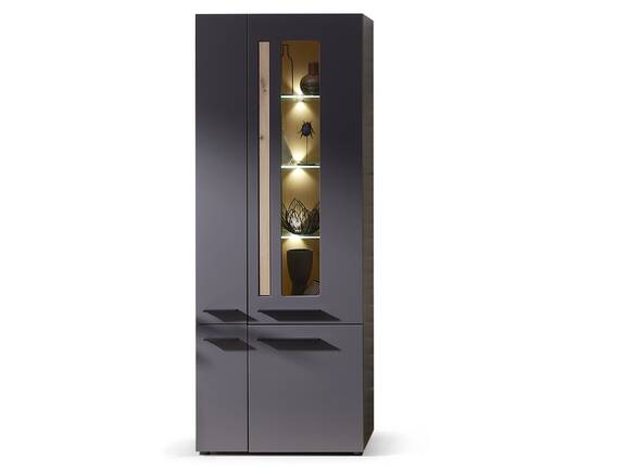 LAMBADA Vitrine, Material MDF, graphitfarbig/eichefarbig