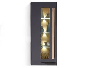LAMBADA Hängevitrine, Material MDF, graphitfarbig/eichefarbig